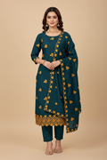 Dark blue fabric with yellow heart patterns and a folded section.