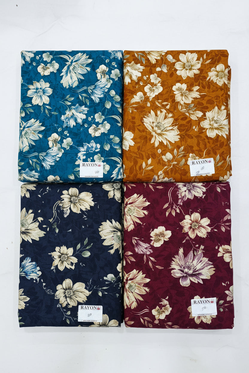 Spiral Floral Fabric in Vibrant Hues Fabric