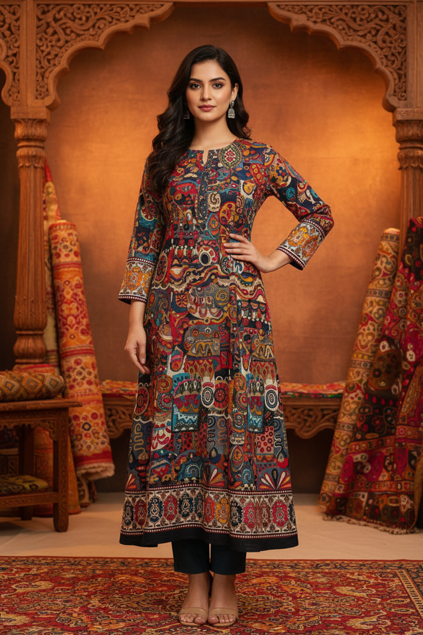 Spiraled bohemian textile with vibrant colors Fabric