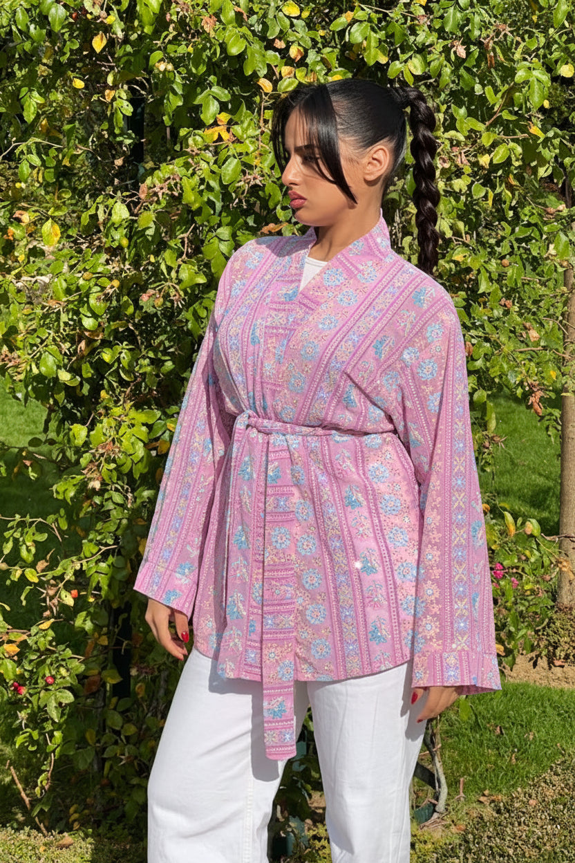 Pink Serenity Chikankari Fabric