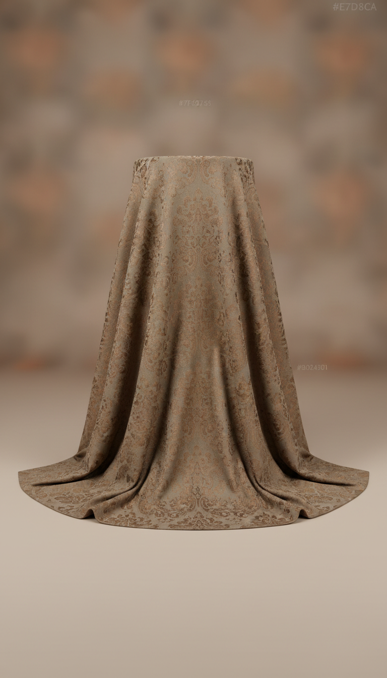 Antique Taupe Cotton Blend Brocade