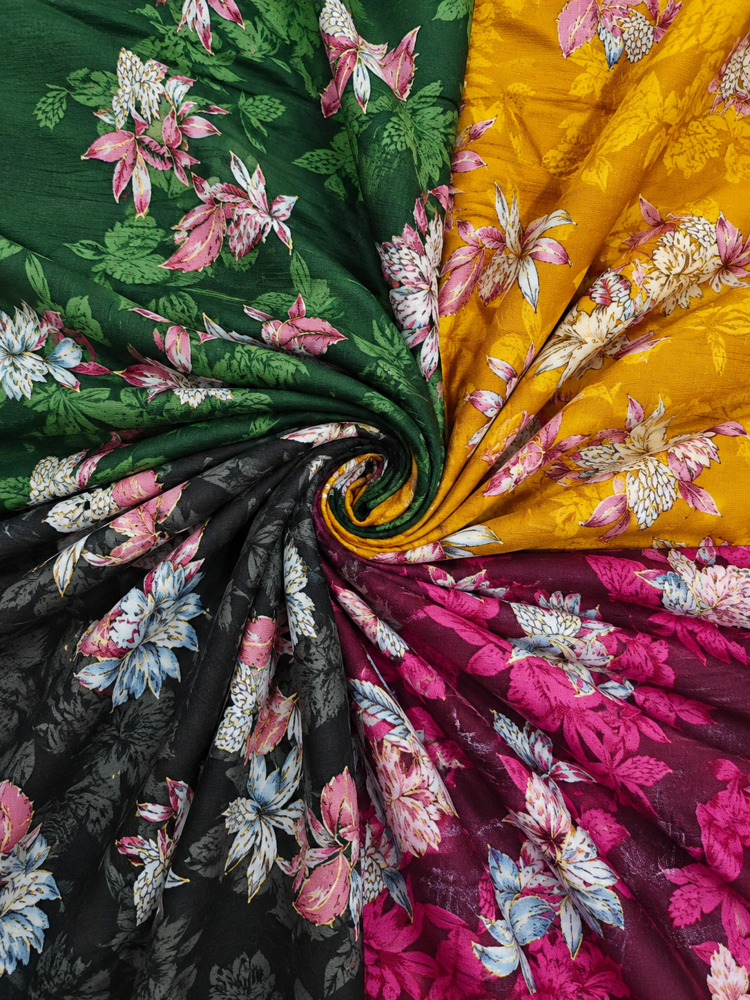 Floral Fabric Spiral in Vibrant Hues Fabric